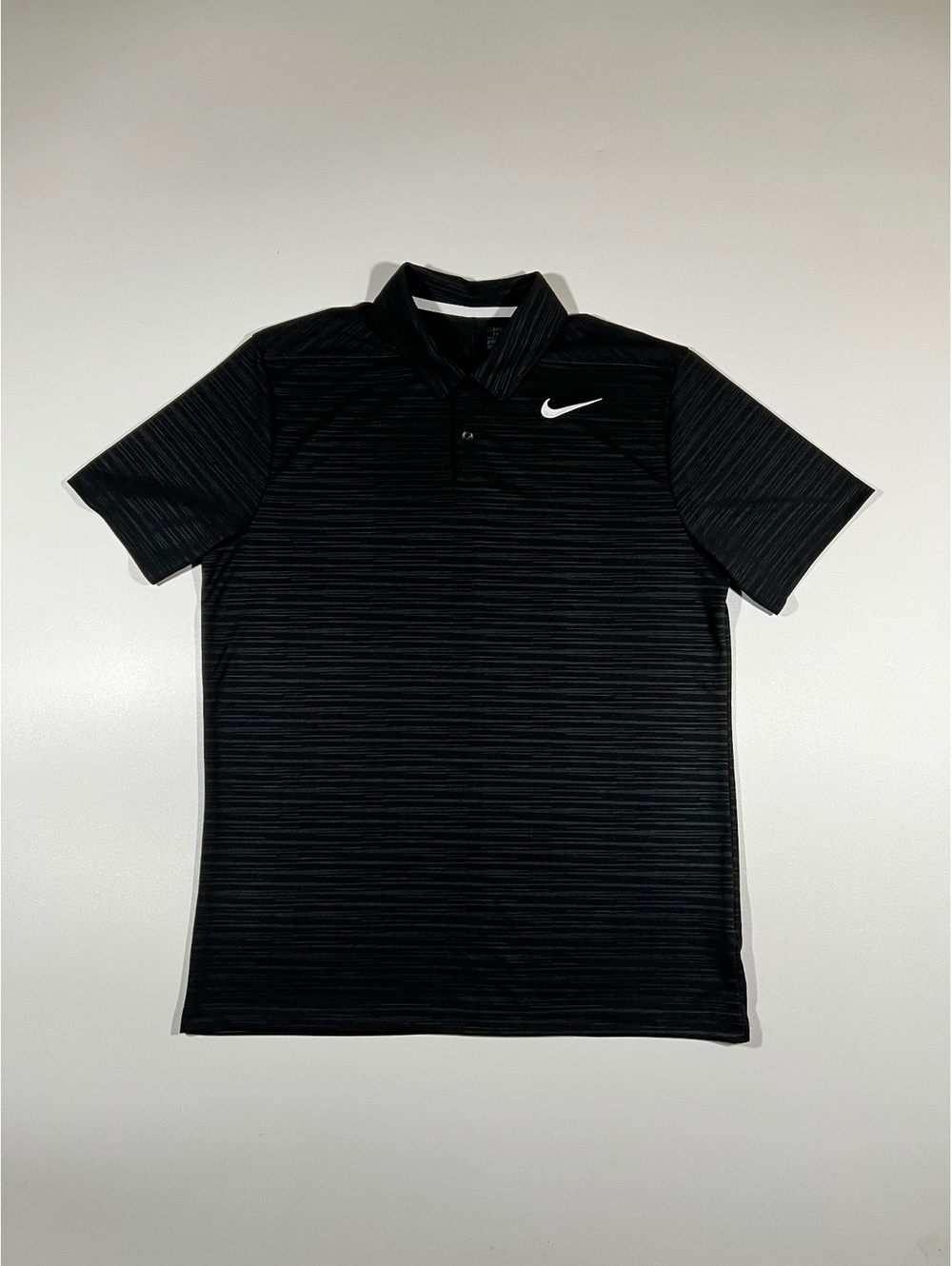 Nike Dri-Fit Black Striped Golf Polo Shirt Short Sleeve Athletic Performance